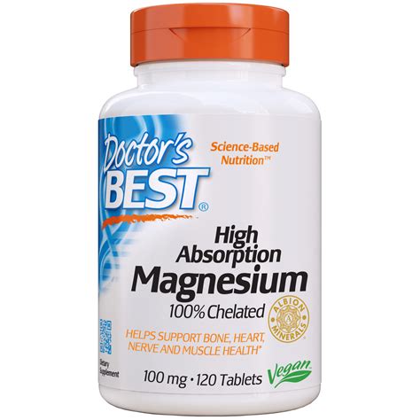 Doctor's Best High Absorption Magnesium 100 mg, 120 Tablets - Walmart.com