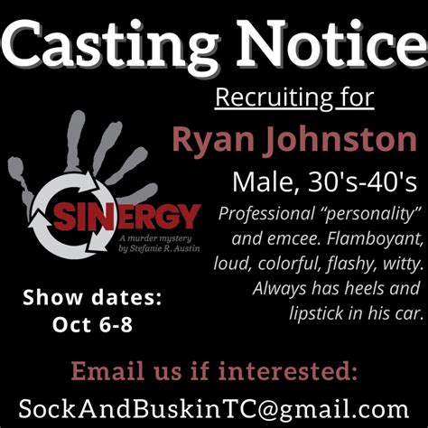 Casting Notice - Male, 30s-40s - Sock & Buskin Theatre Company