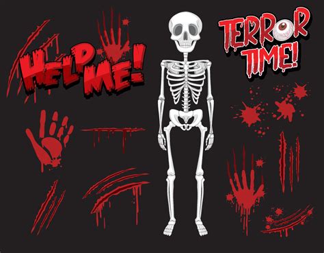 Skeleton ghost with blood spatter and hand print 4335850 Vector Art at Vecteezy