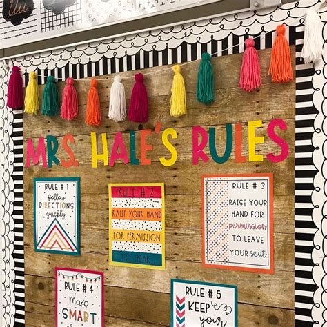 Another BOHO bulletin board complete! Classroom rules poster - @sandys ...