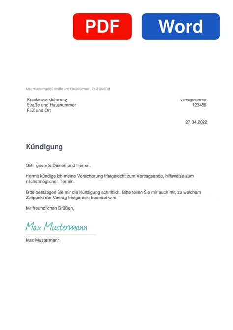 Krankenversicherung kündigen: Kostenlose Vorlage PDF