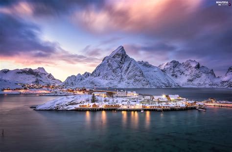 winter, Mountains, Lofoten, Reine Village, Norway - Beautiful views ...