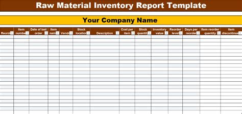 Raw Material Inventory List Templates - Excel Word Template Strive Harder, Product Based ...