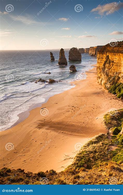 Sunset View at Coast of Twelve Apostles by Great Ocean Rd Stock Photo ...