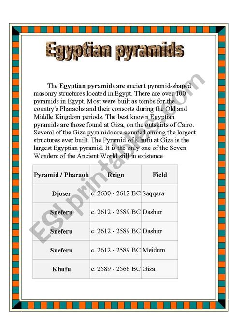 egyptian pyramid worksheets