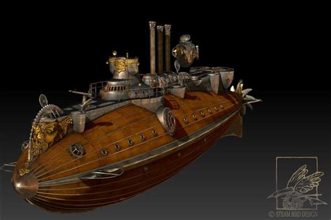 steampunk steam submarine 3d model | Steampunk ship, Steampunk airship, Steampunk