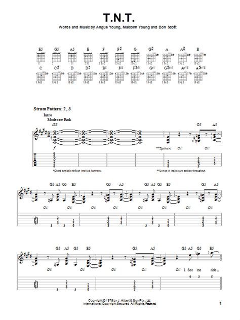 T.N.T. Noten | AC/DC | Leichte Tabulatur für Gitarre