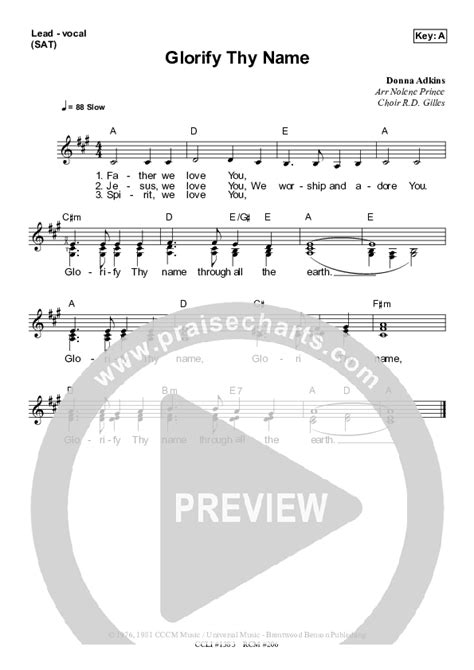 Glorify Thy Name Sheet Music PDF (Dennis Prince / Nolene Prince) - PraiseCharts