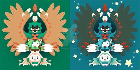 Rowlet Evolution + Shiny by Mockingbyrd on DeviantArt