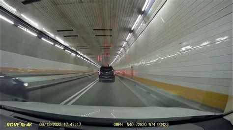 Holland Tunnel Dashcam Inbound/Eastbound under Hudson River from New Jersey to New York City ...