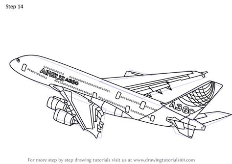 How to Draw Airbus A380 (Airplanes) Step by Step | Airplane sketch ...