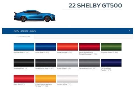 shelby gt500 color options Archives - Mustang Fan Club