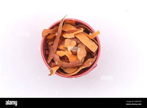 DIY Compost - Overhead pot of scraps - Sweet potato peel Stock Photo - Alamy