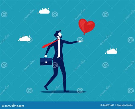 Businessman Grabs the Floating Heart. Business Love and Trust Vector ...