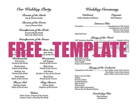 Free Wedding Program Templates Printables