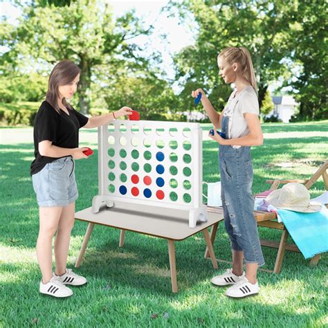 Wooden 4 in a Row Game with Coin Family Fun Party Outdoor Yard Games ...