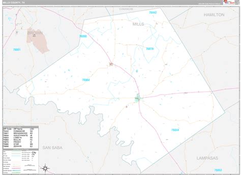 Mills County, TX Wall Map Premium Style by MarketMAPS - MapSales