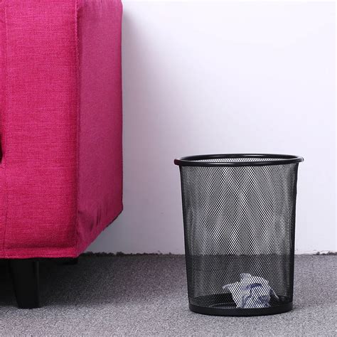 Office Wastebasket Large Mesh Metal Wastebasket Garbage Waste Basket ...