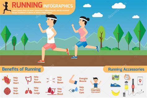 Running infographics. benefits of running exercise. — Stock Vector ...