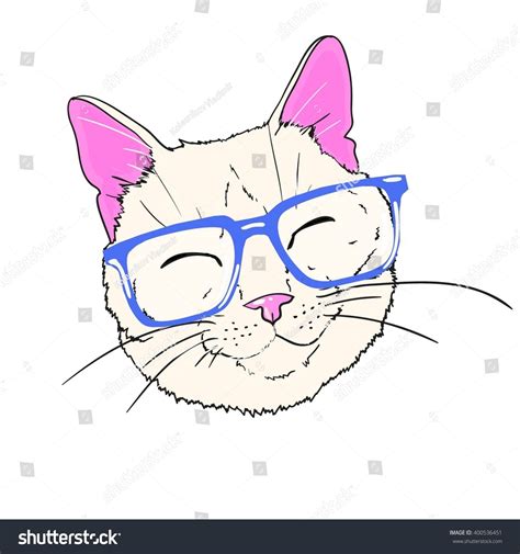 Cat With Glasses - Vector Illustration - 400536451 : Shutterstock