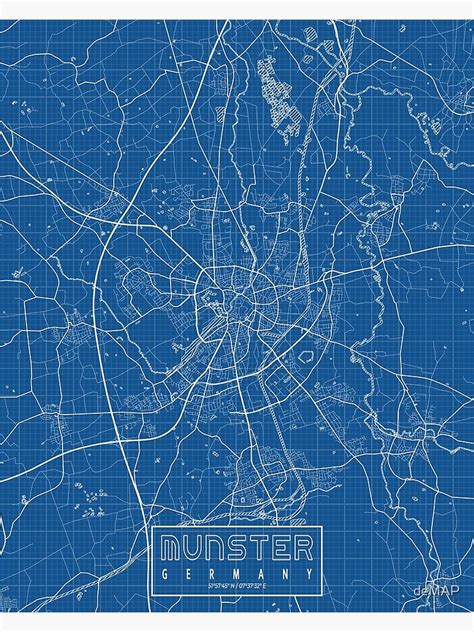 "Munster City Map of Germany - Blueprint" Poster by deMAP | Redbubble