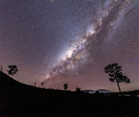 Milky Way Galaxy in Clear Night Sky.the Milky Way is is a Barred Spiral Galaxy with Large Group ...