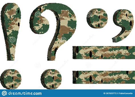 Abstract Font Alphabet with Military Camouflage Texture Symbol Set Stock Vector - Illustration ...