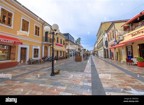 Shkoder, Albania - May 1, 2023: Shkodra street view, captivating fusion ...