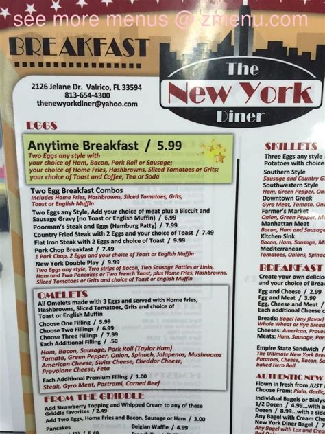 Online Menu of The New York Diner- Valrico Restaurant, Valrico, Florida ...