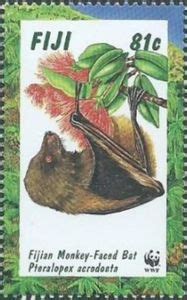 Stamp: Fijian Monkey-faced Bat (Pteralopex acrodonta) (Fiji(Endangered ...