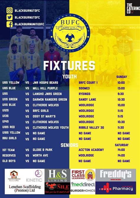 Fixtures List – Oct 26 2019 – Blackburn United FC