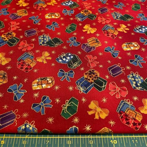 Red Metallic Christmas Fabric Designed by Beth Ann Bruske | Etsy ...