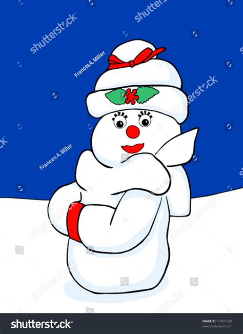 A Fashionable And Happy Snow-Woman Illustration - 17437789 : Shutterstock