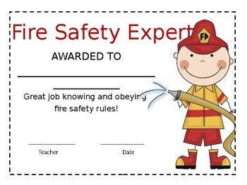 Fire Safety Certificate by Marcy Kelly | Teachers Pay Teachers