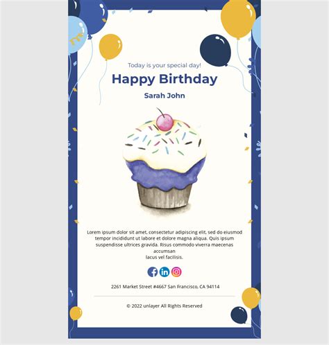 Birthday Email to Employee Email Template | Unlayer