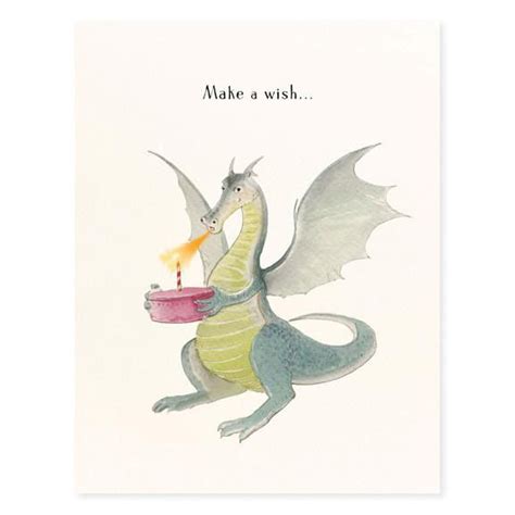 Make a Wish Dragon Birthday Card | Dragon birthday, Watercolor birthday cards, Happy birthday dragon