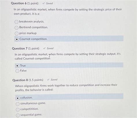 Solved In an oligopolistic market, when firms compete by | Chegg.com