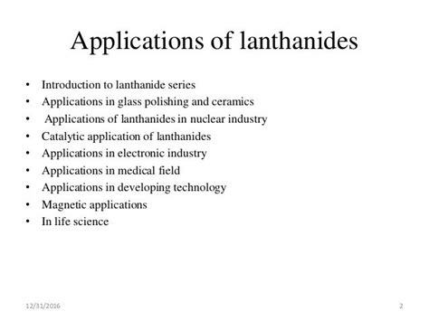 Applications of lanthanides