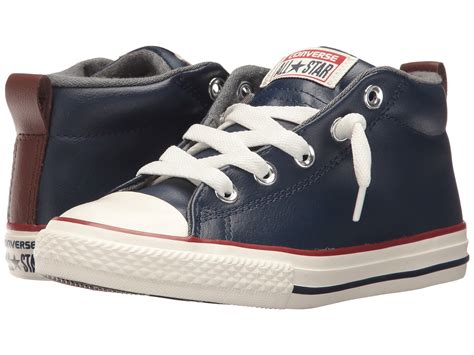 Converse Kids Chuck Taylor All Star Street Leather and Fleece Mid (Little Kid/Big Kid) at Zappos.com