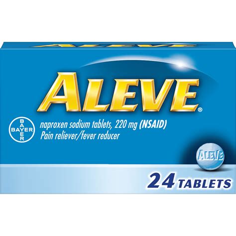 Aleve Pain Reliever/Fever Reducer Naproxen Sodium Tablets, 220 mg, 24 ct - Walmart.com