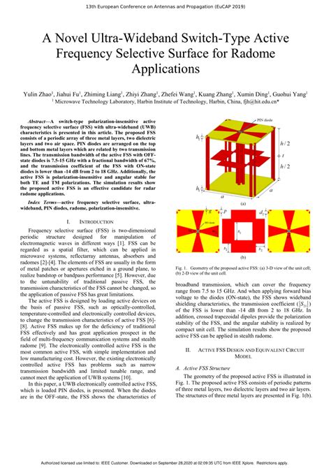 (PDF) A Novel Ultra-Wideband Switch-Type Active Frequency Selective Surface for Radome Applications