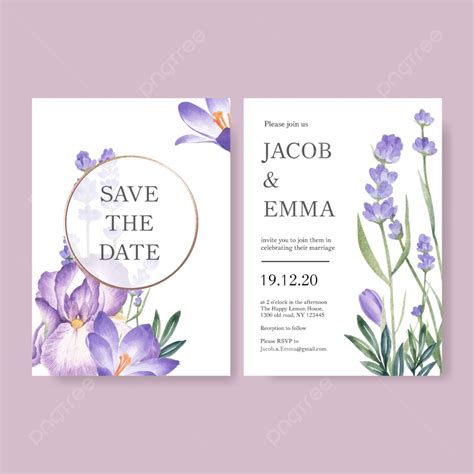 Winter Bloom Wedding Card Design With Lavender Template Download on Pngtree