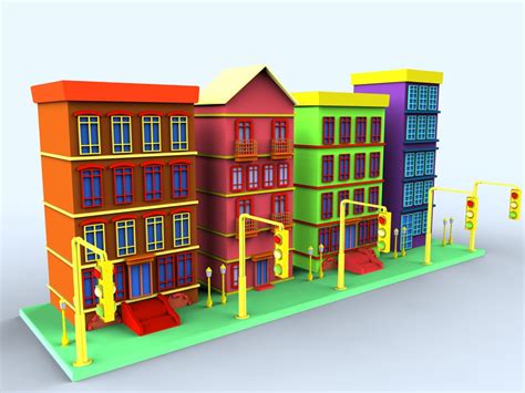 colorfull cartoon building 3d model