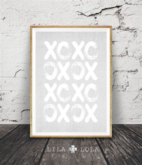 XOXO Wall Art Print Grey and White Decor Printable Instant Painted ...