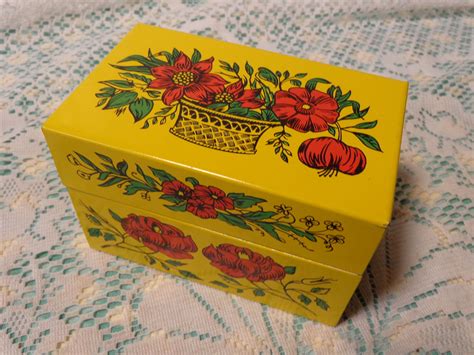 Vintage Metal Recipe Box by Syndicate Mfg. Company - Metal Yellow and Red Recipe Box - 17-337 by ...