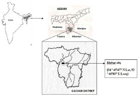 Map of Cachar district, Assam showing the Silchar city. | Download ...