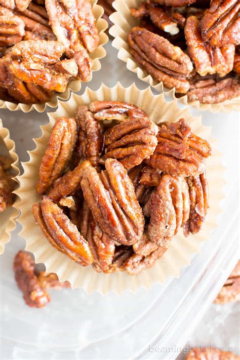 4 Ingredient Vegan Candied Pecans - Beaming Baker