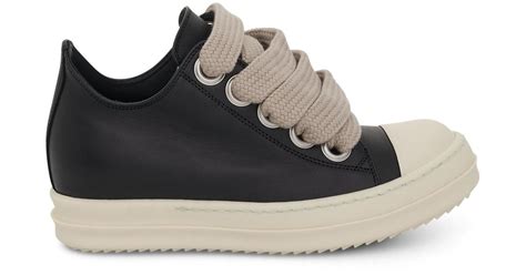 Rick Owens Strobe Low Top Sneaker With Jumbo Laces In Black/milk | Lyst UK