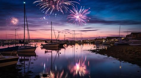 Premium AI Image | Fireworks Over the Harbor