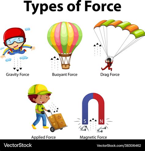 Types force for children physics educational Vector Image